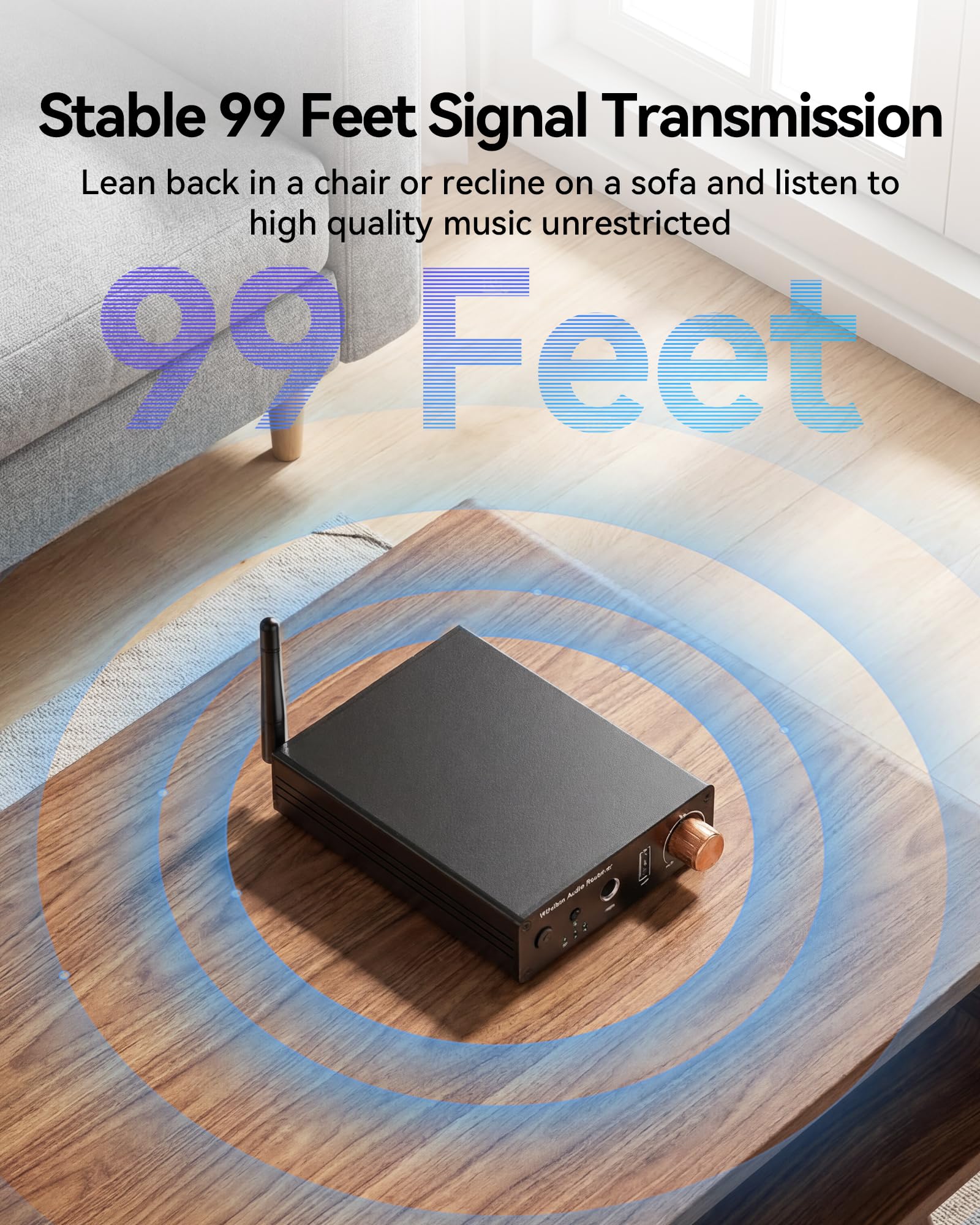 Bluetooth 6.0 Receiver, Hi-Fi Adapter with Wireless Long-Range Low-Latency, Suitable for Home Audio Music Streaming Stereo Systems/Home Speakers, Featuring AUX 3.5mm/RCA, USB Playback - Image 4