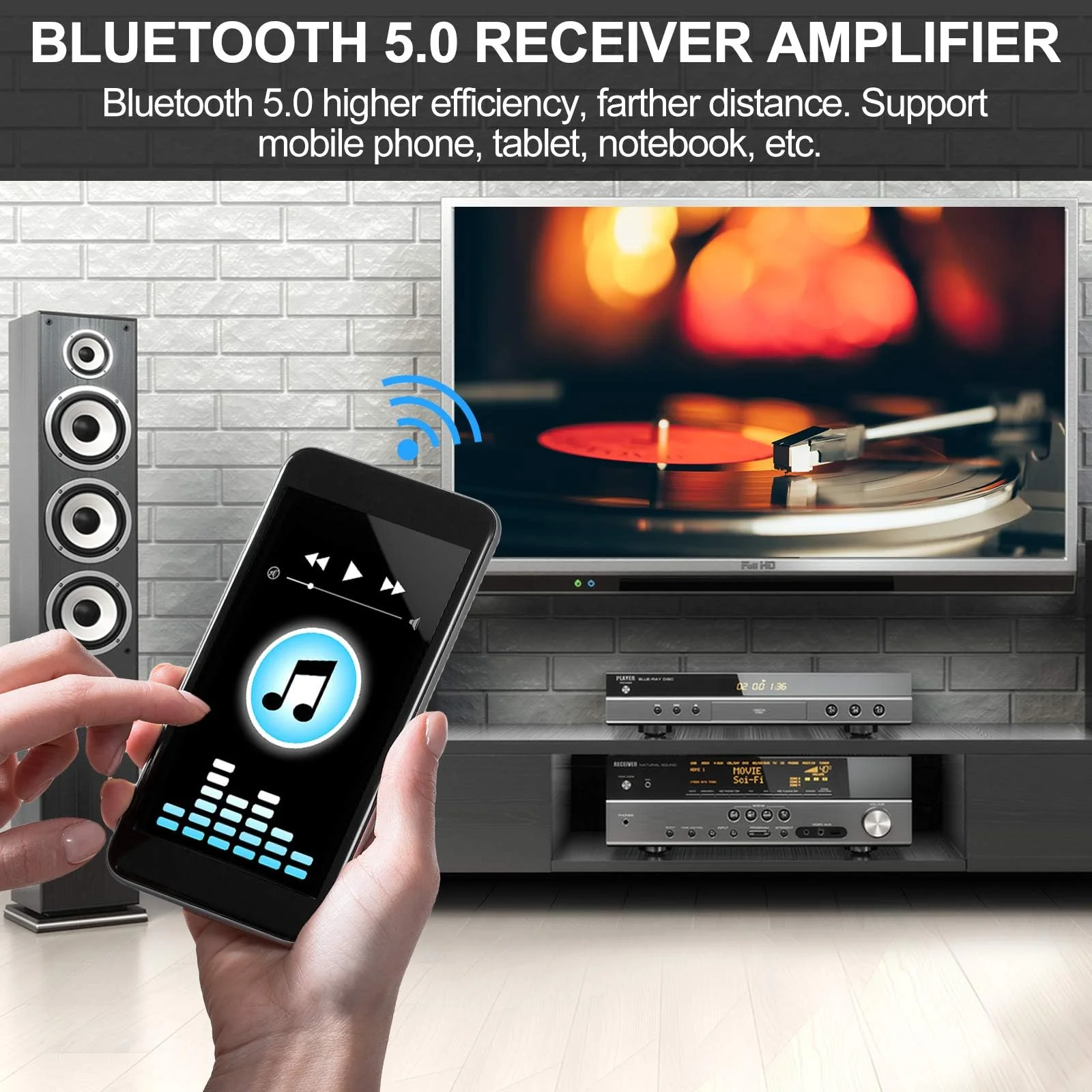 Bluetooth Amplifier Board HiFi Stereo 2.0 Channel 2 x 100 W Audio Amplifier Digital Power Amplifier with AUX/USB/Bluetooth/Flash Drive/PC USB Input 202 - Image 6