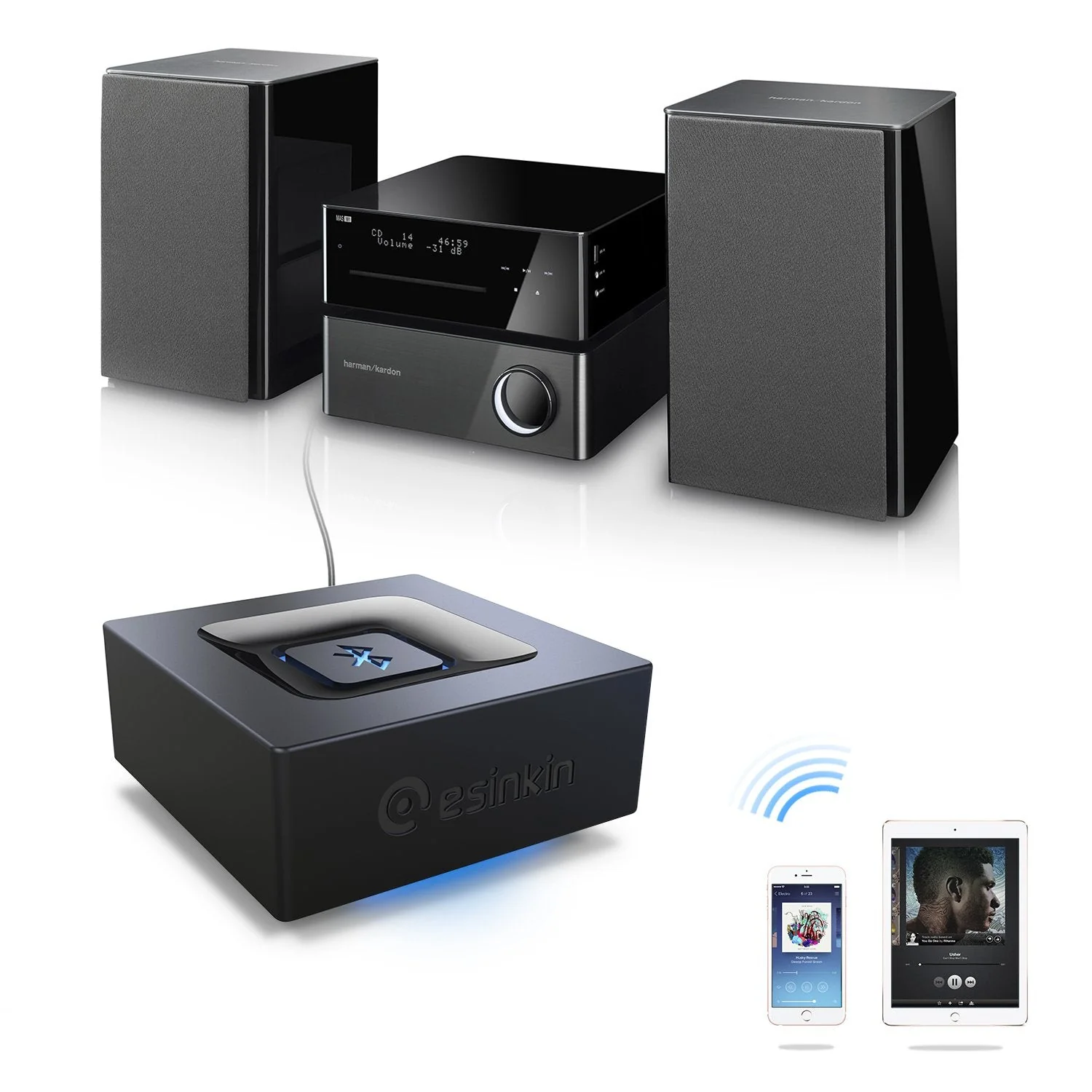Bluetooth Audio Adapter for Music Streaming Sound System, Esinkin Wireless Audio Adapter Works with Smartphones and Tablets, Bluetooth Receiver for Home Stereo - Image 5
