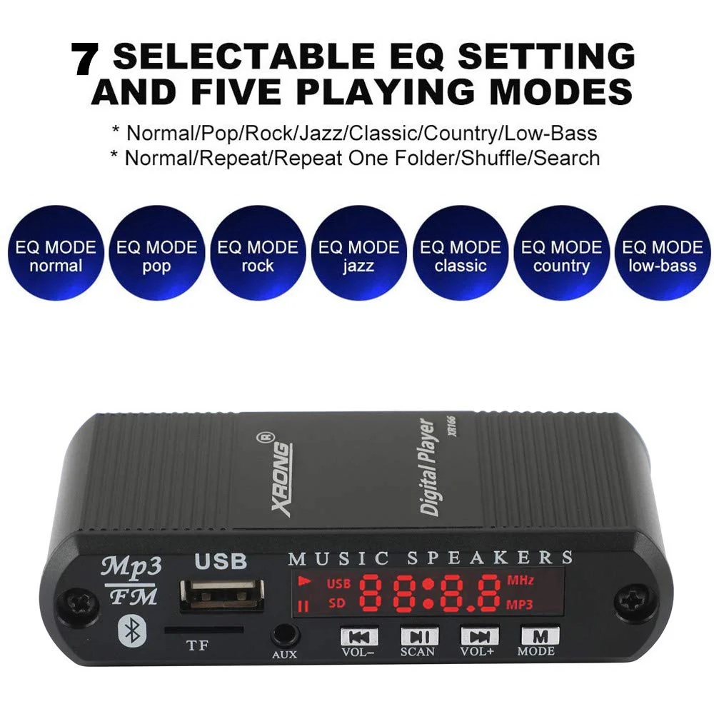 Bluetooth Audio Receiver FM Radio,MP3 Digital Player,LED 4-Digital Display,SD Card/USB Playback 3.5mm Audio Output(Black) - Image 3