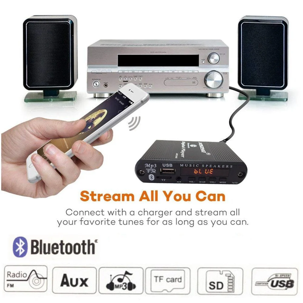 Bluetooth Audio Receiver FM Radio,MP3 Digital Player,LED 4-Digital Display,SD Card/USB Playback 3.5mm Audio Output(Black) - Image 5
