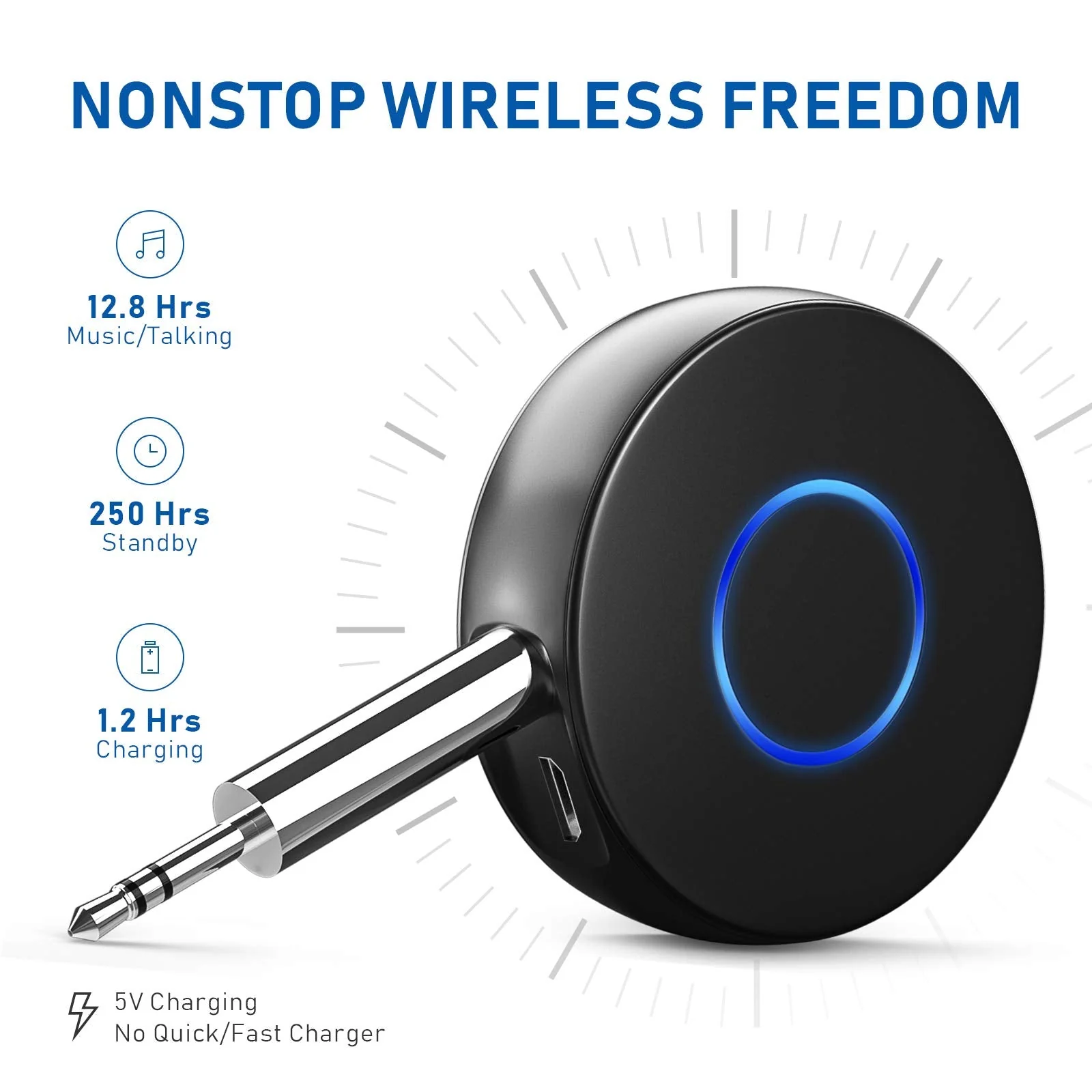 Bluetooth Aux Adapter for Car, SONRU Bluetooth 5.0 Receiver for Car,Wireless Audio Adapter Portable Hands-Free Car Kits with RCA AUX 3.5mm for Home/Car Stereo Music Streaming Sound System - Image 2