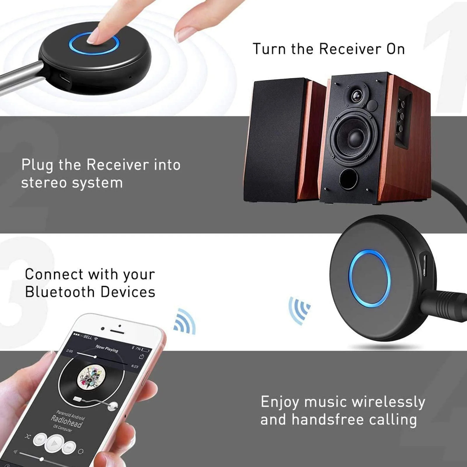 Bluetooth Aux Adapter for Car, SONRU Bluetooth 5.0 Receiver for Car,Wireless Audio Adapter Portable Hands-Free Car Kits with RCA AUX 3.5mm for Home/Car Stereo Music Streaming Sound System - Image 5
