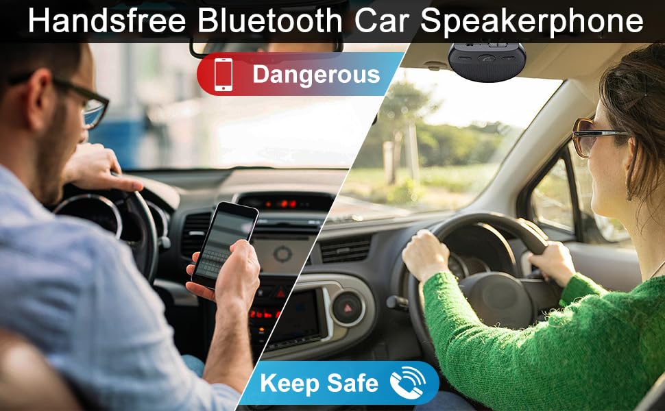 Bluetooth Car Speaker, Handsfree Bluetooth Car Speakerphone Multipoint Speaker Phone, Support Siri Voice Assistant, with Auto Power On Off Omni Mic Digital Amplifier - Image 2