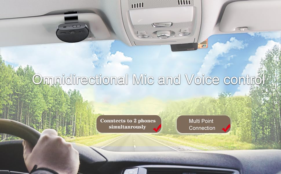 Bluetooth Car Speaker, Handsfree Bluetooth Car Speakerphone Multipoint Speaker Phone, Support Siri Voice Assistant, with Auto Power On Off Omni Mic Digital Amplifier - Image 3