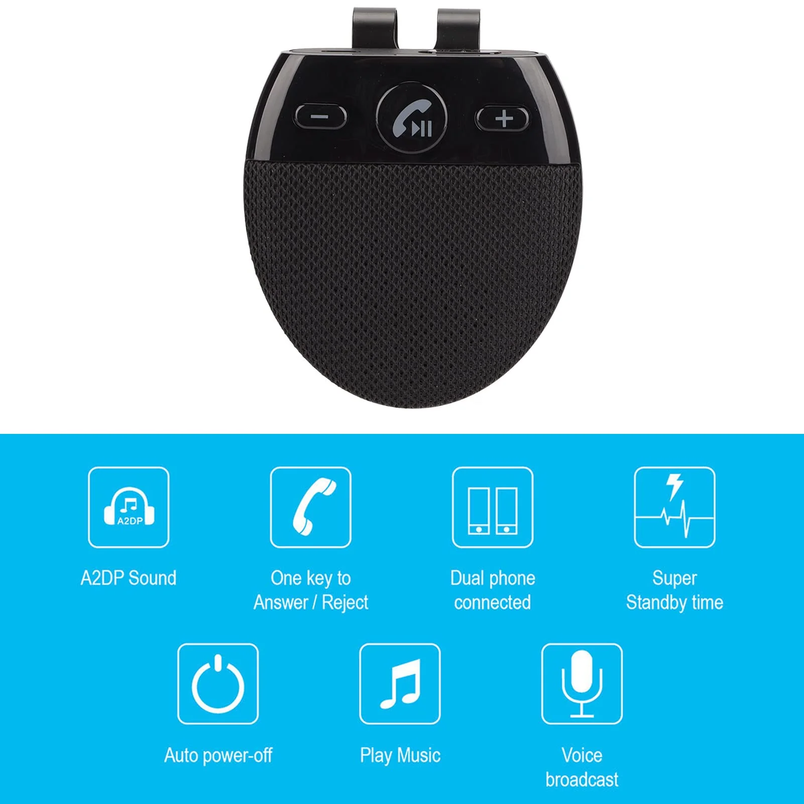 Bluetooth Car Speaker, Handsfree Bluetooth Car Speakerphone Multipoint Speaker Phone, Support Siri Voice Assistant, with Auto Power On Off Omni Mic Digital Amplifier - Image 5