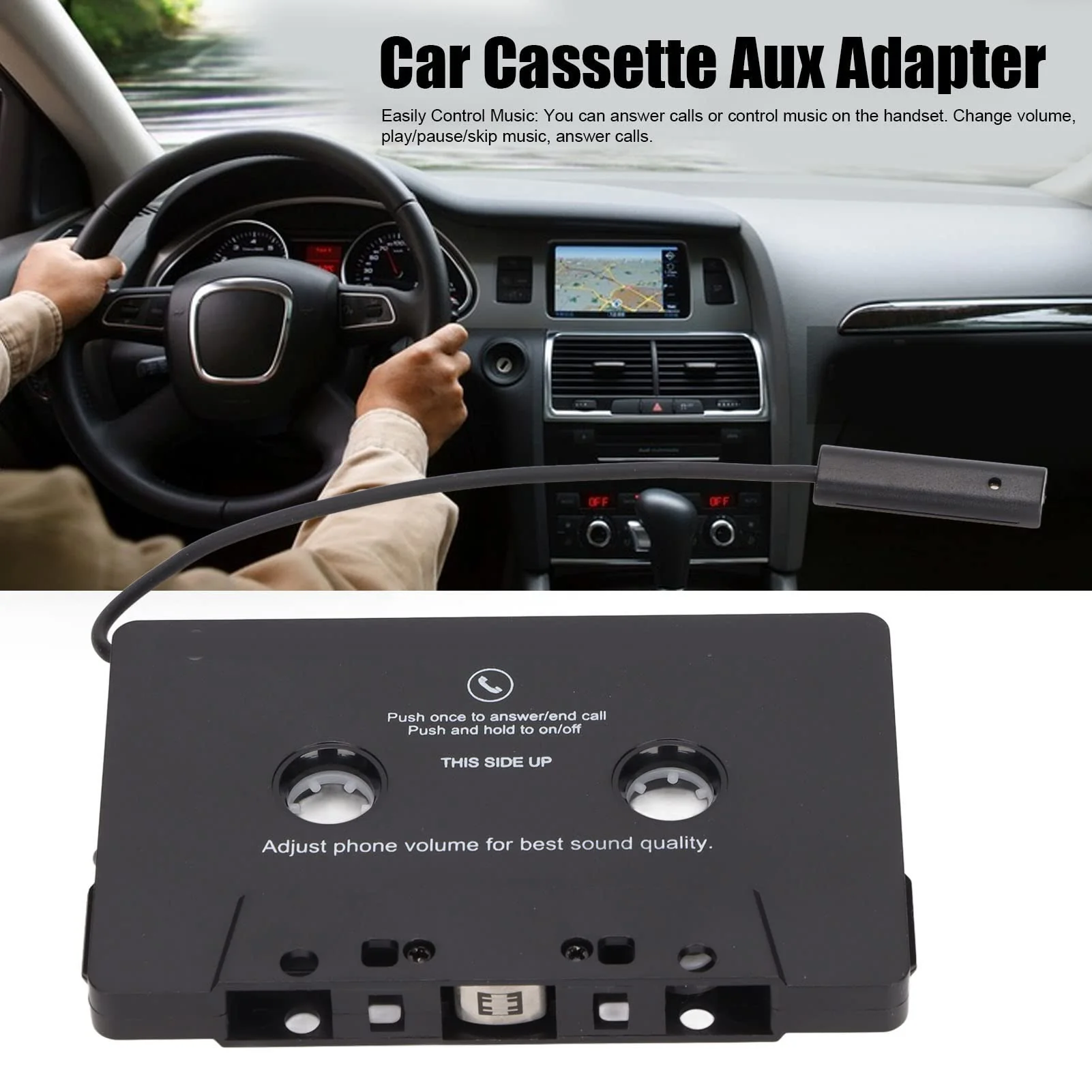 Bluetooth Cassette Adapter for Car with Stereo , Cassette Tape to Aux Adapter Smartphone Cassette Adapter for Mobile Phone, Tablet, MP3 Player, Headset - Image 2