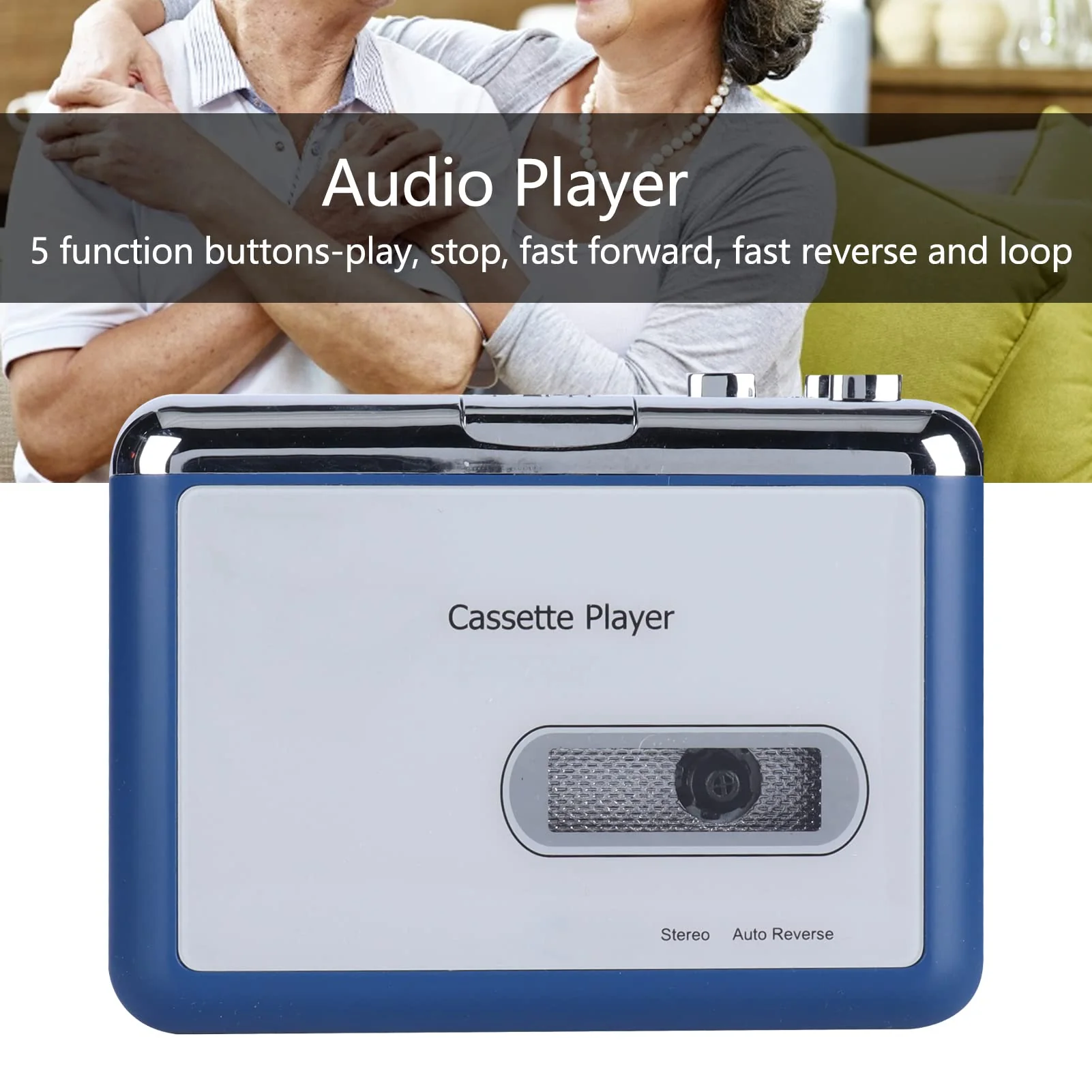 Bluetooth Cassette Player, ABS Auto Reverse Tape Player Bluetooth Output to Headphone Speaker with Automatic Tape Flip - Image 2