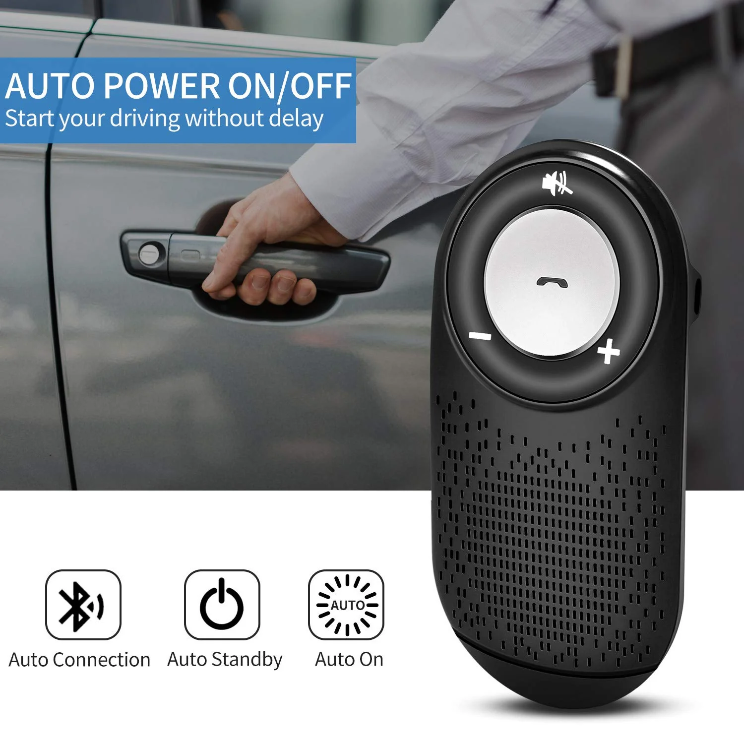 Bluetooth Cell Phone Car Speakerphones TIANSHILI Wireless HandsFree Talking Visor Clip Car Kit Auto On Off,Dual Link Connectivity with Siri Google Assistant - Image 3
