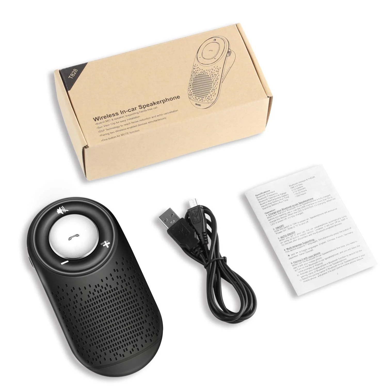 Bluetooth Cell Phone Car Speakerphones TIANSHILI Wireless HandsFree Talking Visor Clip Car Kit Auto On Off,Dual Link Connectivity with Siri Google Assistant - Image 7