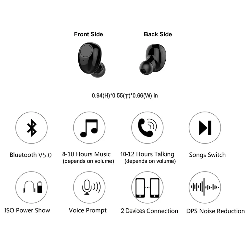 Bluetooth Earbud 10 Hrs Playtime, Single Wireless Earphone, Mini Bluetooth Headset Hands-free Car Headphone, Cell Phone Bluetooth Earpiece for iPhone Samsung Android Phones PC TV Audiobook - Image 8