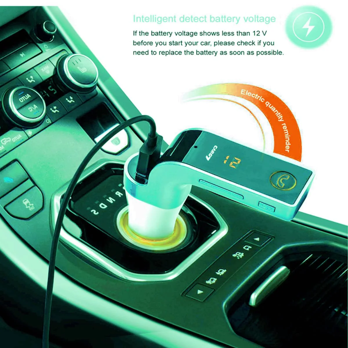 Bluetooth FM Transmitter for car, TIANSHILI Handsfree Bluetooth Receiver Car Kit with Mic/TF Card/USB Drive/AUX Play for iPhone,iPad and Other Android Phones-Silver Silver - Image 5