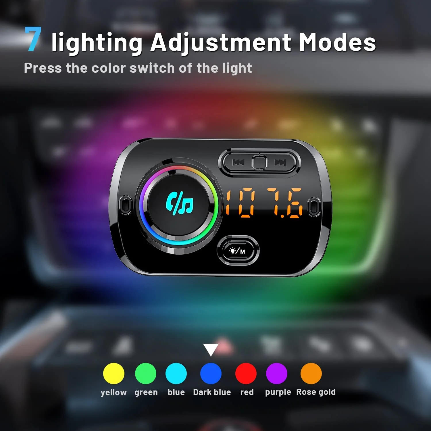 Bluetooth FM Transmitter for Car, Wireless Radio Adapter Car Music Player Receiver with Bluetooth FM Frequency Support Hands Free Call,Charger Dual USB Port,TF Card/AUX BC49BQ - Image 3