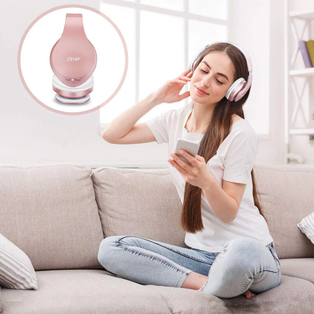 Bluetooth Headphones Over-Ear, Zihnic Foldable Wireless and Wired Stereo Headset Micro SD/TF, FM for Cell Phone,PC,Soft Earmuffs &Light Weight for Prolonged Wearing(Rose Gold) Rose Gold - Image 3