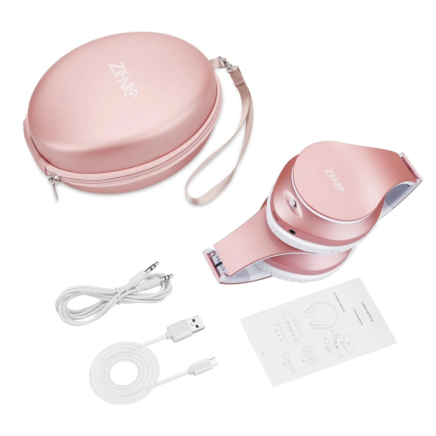 Bluetooth Headphones Over-Ear, Zihnic Foldable Wireless and Wired Stereo Headset Micro SD/TF, FM for Cell Phone,PC,Soft Earmuffs &Light Weight for Prolonged Wearing(Rose Gold) Rose Gold - Image 7