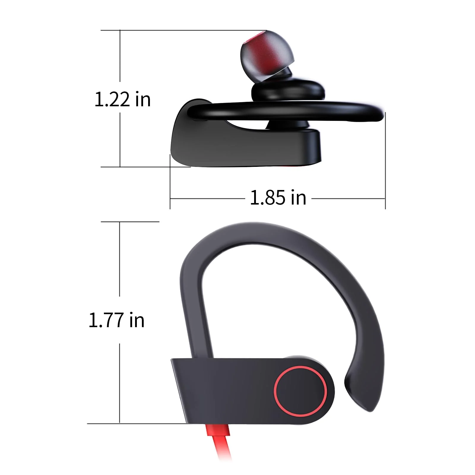 Bluetooth Headphones Wireless Earbuds 16H Playtime Wireless Headphones IPX7 Waterproof Bluetooth 5.3 Running Headphones with Mic Stereo In Ear Earphones Sound Isolation for Workout, Sports Red A, Red - Image 8