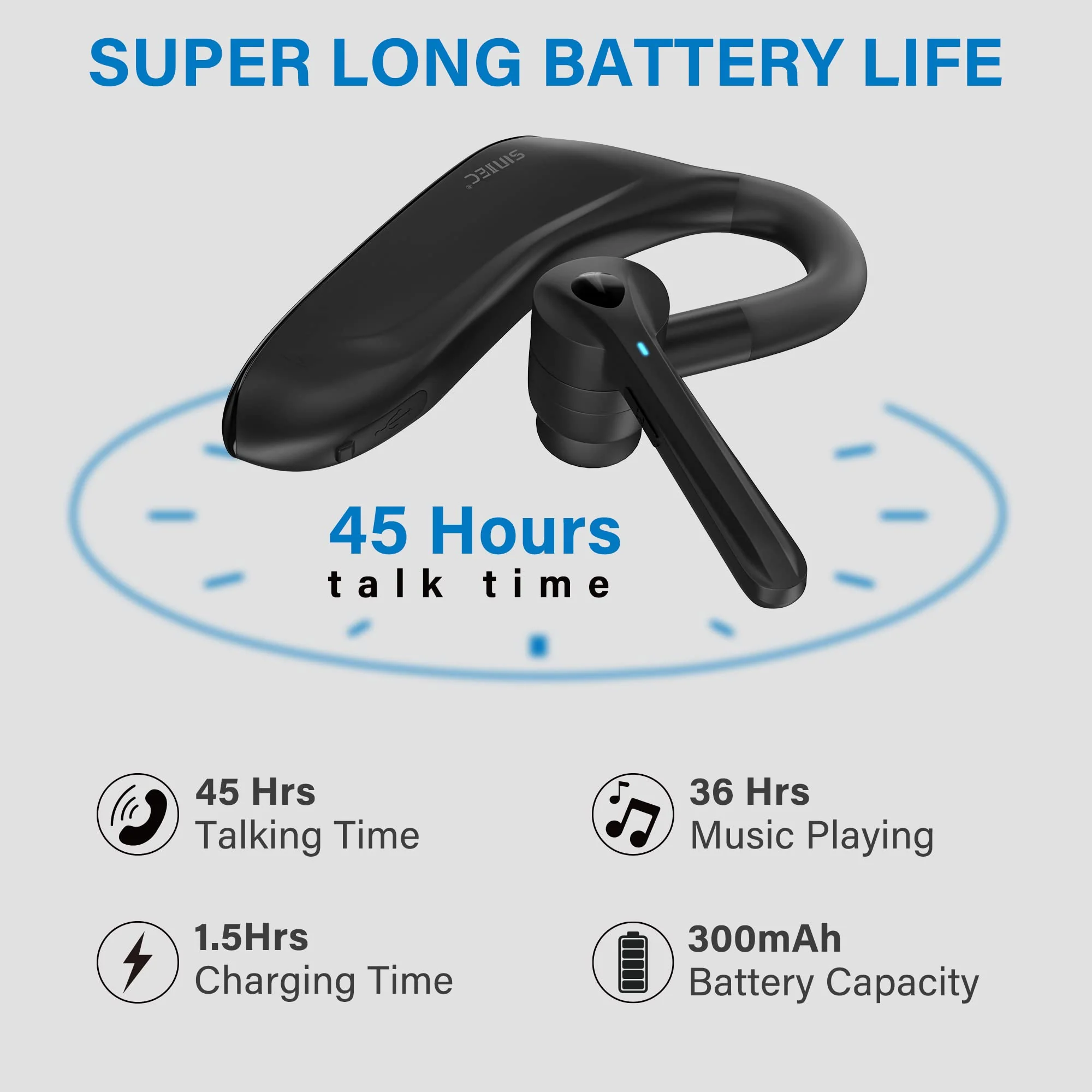 Bluetooth Headset, Dual Microphone Wireless Headset with USB Dongle for Computer, 45H Talking Time Compatible to Connect to Your PC Mac Works with MS Teams, Zoom - Image 4