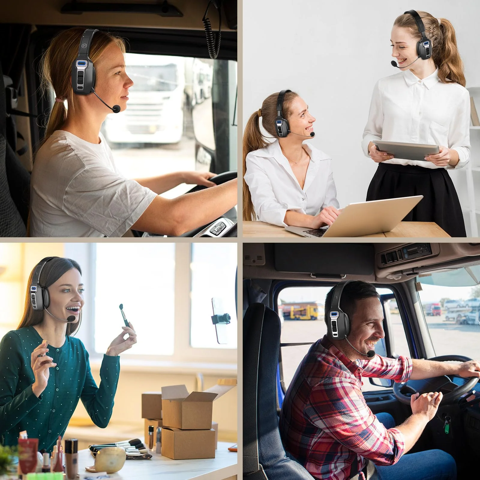 Bluetooth Headset, Trucker Bluetooth Headset with AI Noise Cancellation Microphone & Mute Button, Trucker Headset with 65 Hrs Working Time, Bluetooth 5.2 Multitasking for Truck Drivers/Phone BM202 - Image 7
