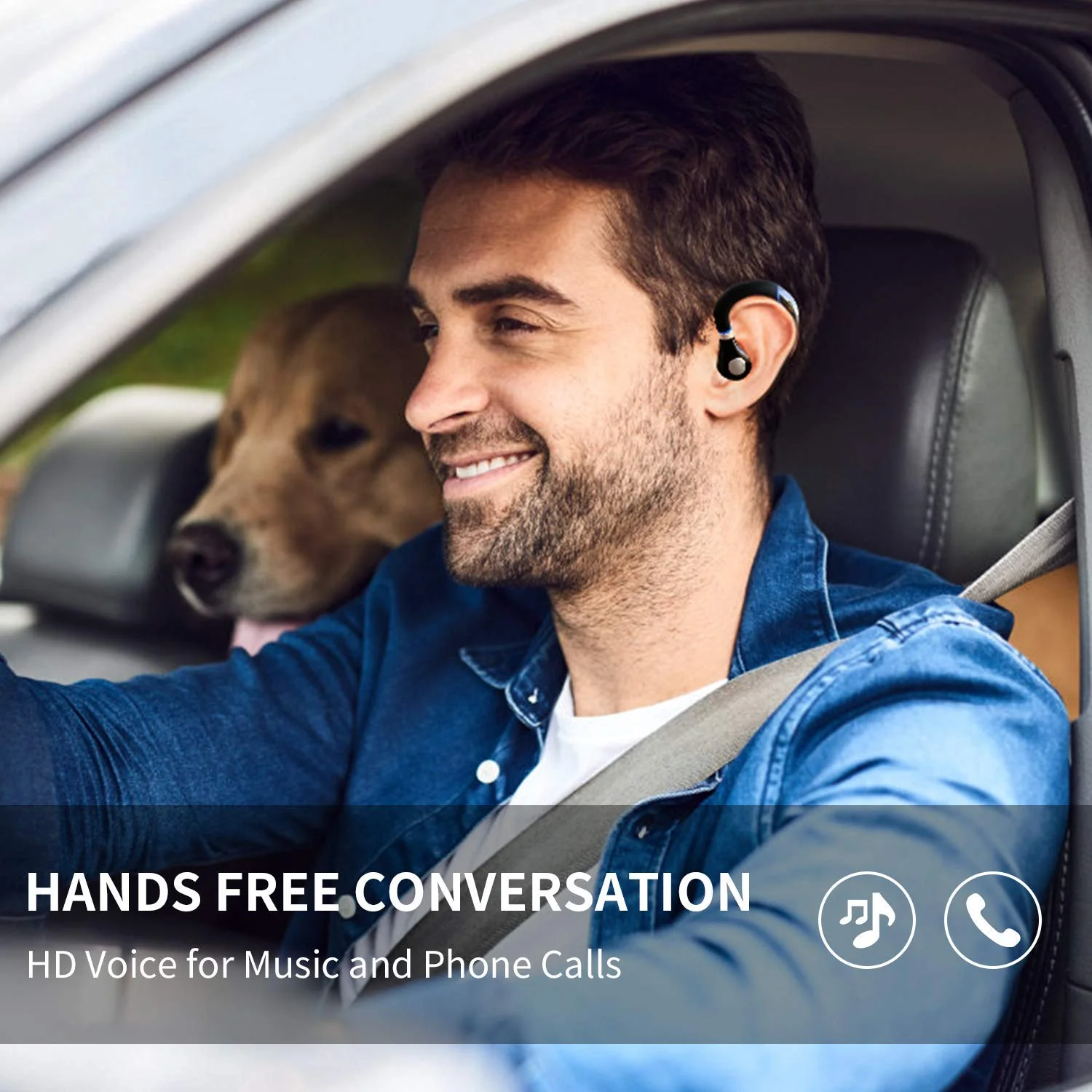 Bluetooth Headset, Wireless Earpiece V5.0 Bluetooth Earpiece Ultralight Hands Free for Business/Office/Driving/Sporting - Image 4