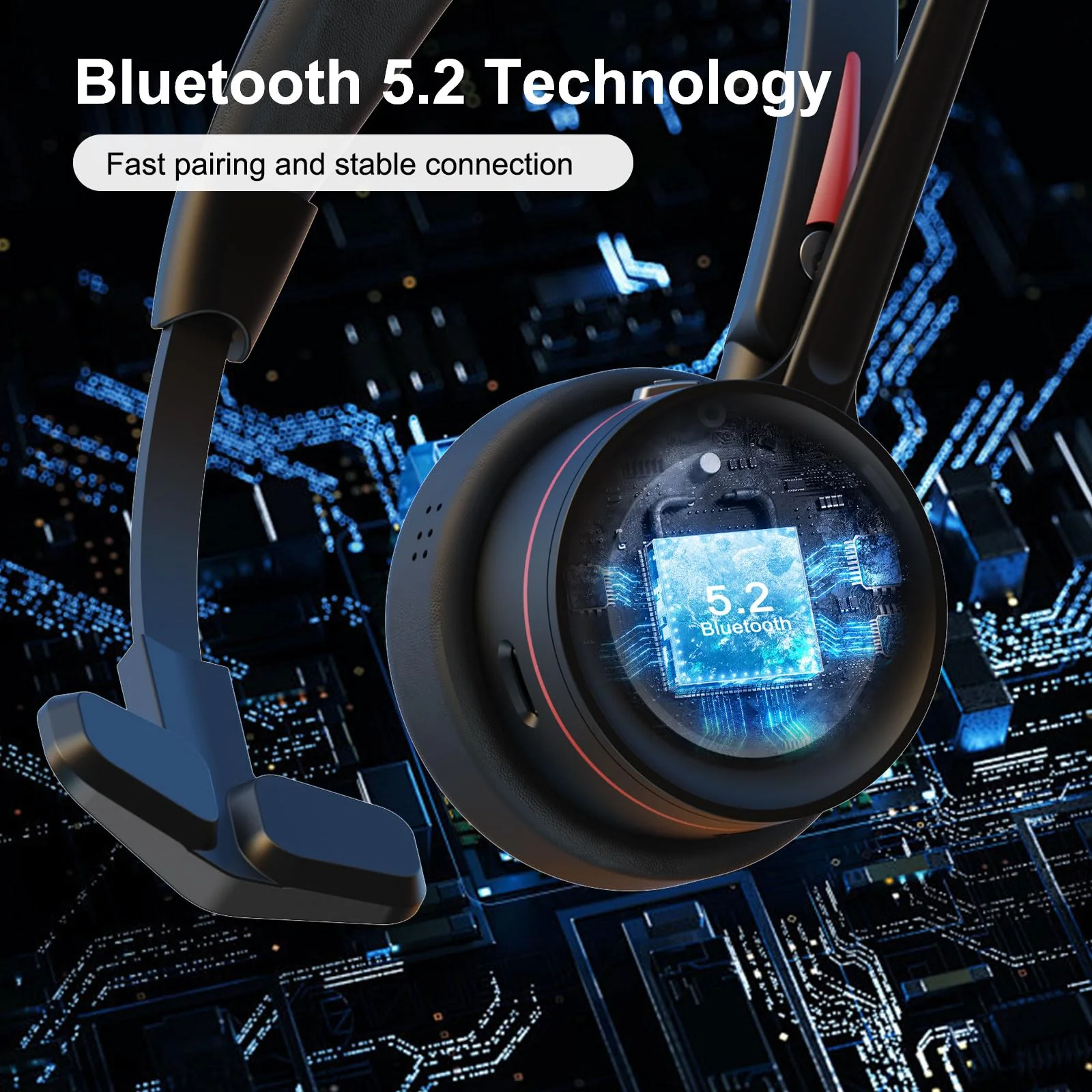 Bluetooth Headset with Microphone Noise Cacenling, Mono Wireless Headset with Mic & Mute Button, 40 Hrs Working Time, Bluetooth Office PC Headset for Call Center Work Laptop Teams Meeting 890BT - Image 3