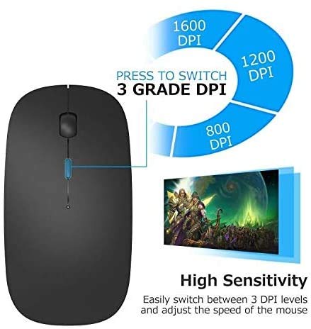 Bluetooth Mouse,Rechargeable Wireless Mouse for MacBook Pro/MacBook Air,Bluetooth Wireless Mouse for Laptop/PC/Mac/iPad pro/Computer Black - Image 5