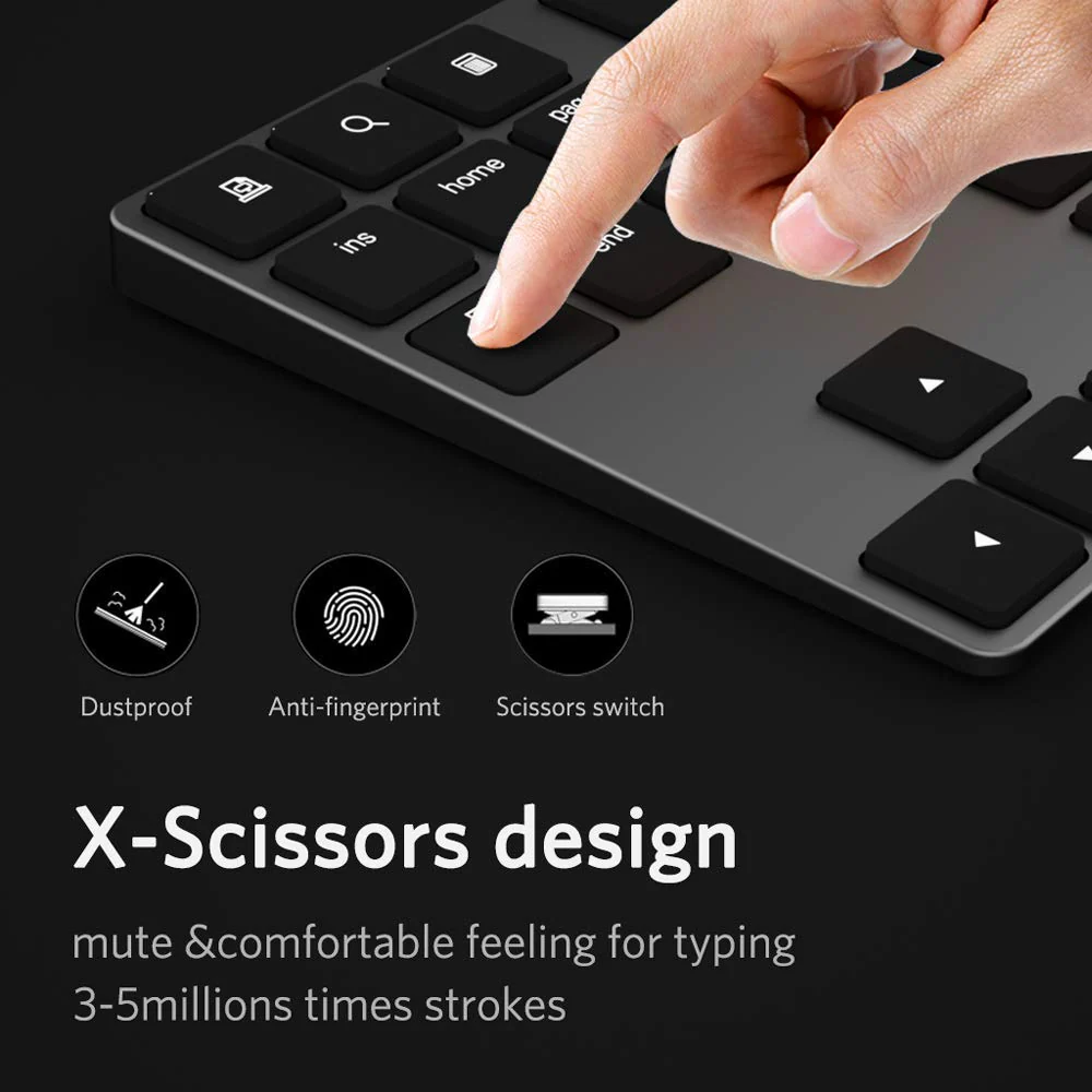 Bluetooth Number Pad, Wireless Numeric Keypad, USB-C Rechargeable External 34-Keys Numpad, Financial Data Entry Keyboard for iMac, MacBook Air/Pro, PC Desktop, Laptop Notebook A-Black - Image 5