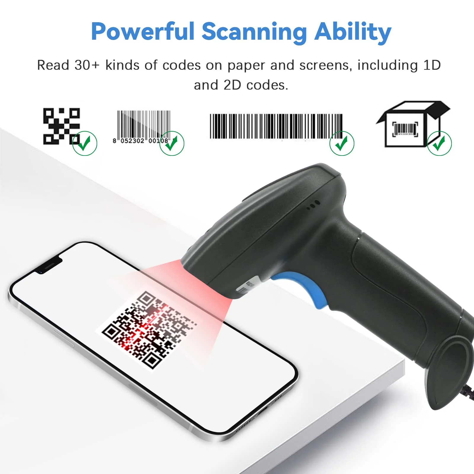 Bluetooth QR Code Scanner - Book Scanner for Personal Library Libib, 1D 2D Codes Scanners for Laptop Computer Mac iPhone Android, Wireless Bluetooth Bar Code Scanner (Without Stand) without stand - Image 3