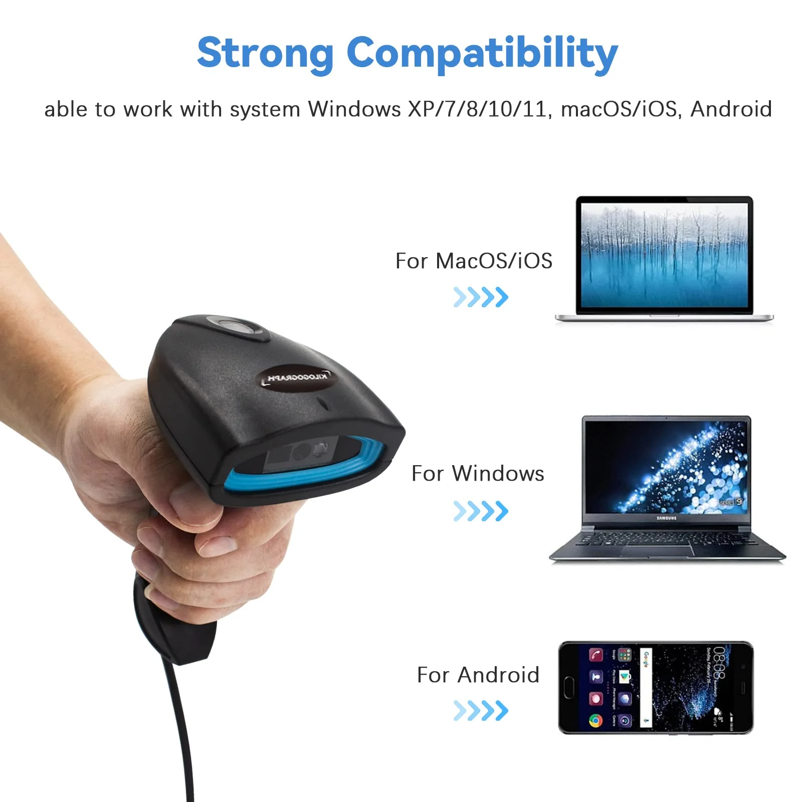 Bluetooth QR Code Scanner - Book Scanner for Personal Library Libib, 1D 2D Codes Scanners for Laptop Computer Mac iPhone Android, Wireless Bluetooth Bar Code Scanner (Without Stand) without stand - Image 5