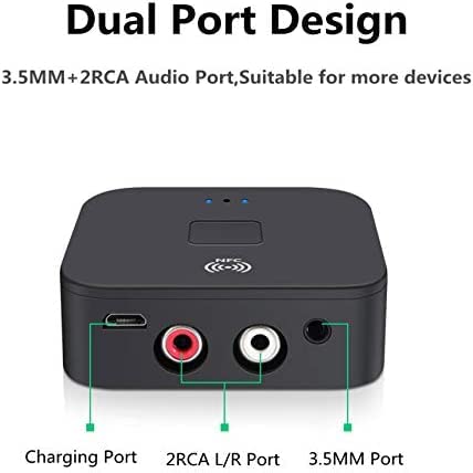 Bluetooth Receiver for Home Stereo RCA, 3.5mm AUX Wireless Audio Adapter for Home and Car Stereo System,NFC-Enabled - Image 2