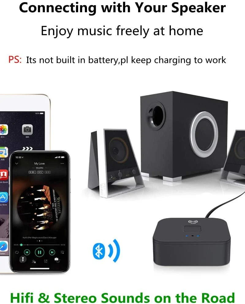 Bluetooth Receiver for Home Stereo RCA, 3.5mm AUX Wireless Audio Adapter for Home and Car Stereo System,NFC-Enabled - Image 6