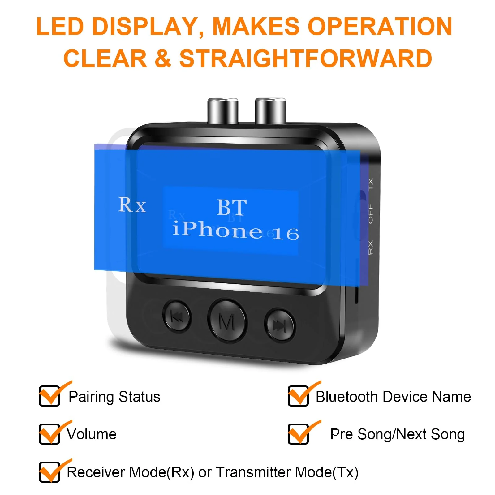 Bluetooth Receiver for Old Stereo, 3.5mm AUX Bluetooth Audio Adapter for Stereo Receiver Wired Speakers Home Theater Amplifier, with RCA L/R 3.5mm Jack Low Latency for Music Streaming, TF Card Play - Image 8