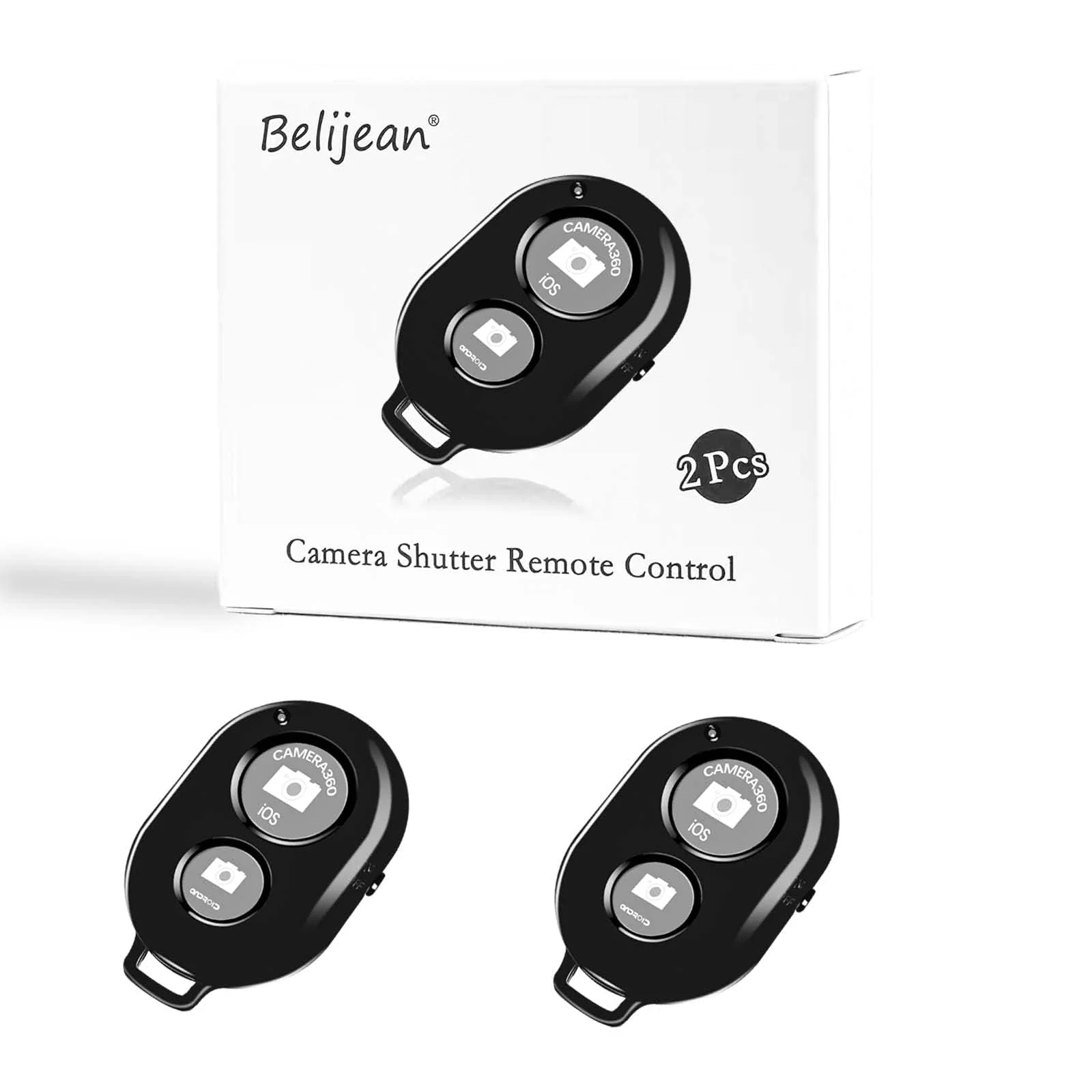 Bluetooth Remote for iPhone Camera - Belijean Bluetooth Remote Compatible with All iPhone, iPad and Tablets, Bluetooth Clicker for Photos & Videos 2 Pack Black 2PCS - Image 3