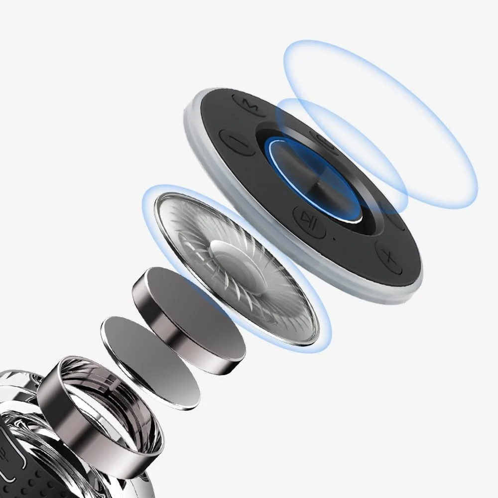 Bluetooth Shower Speaker, Portable Speaker Bluetooth 5.3 with Suction Cup, Wireless Speakers Waterproof IP7, RGB Lights, Built-in Mic, Small Speakers for Bathroom, Party, Beach, Pool 2025 new, Black - Image 2