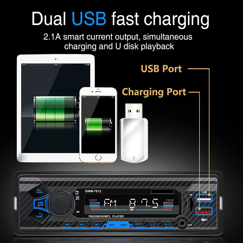 Bluetooth Single din car Stereo System for car, 7 inch Universal car Radio System for car,aftermarket car Radio,1 din car Radio,SWC/Subwoorf/BT - Image 4