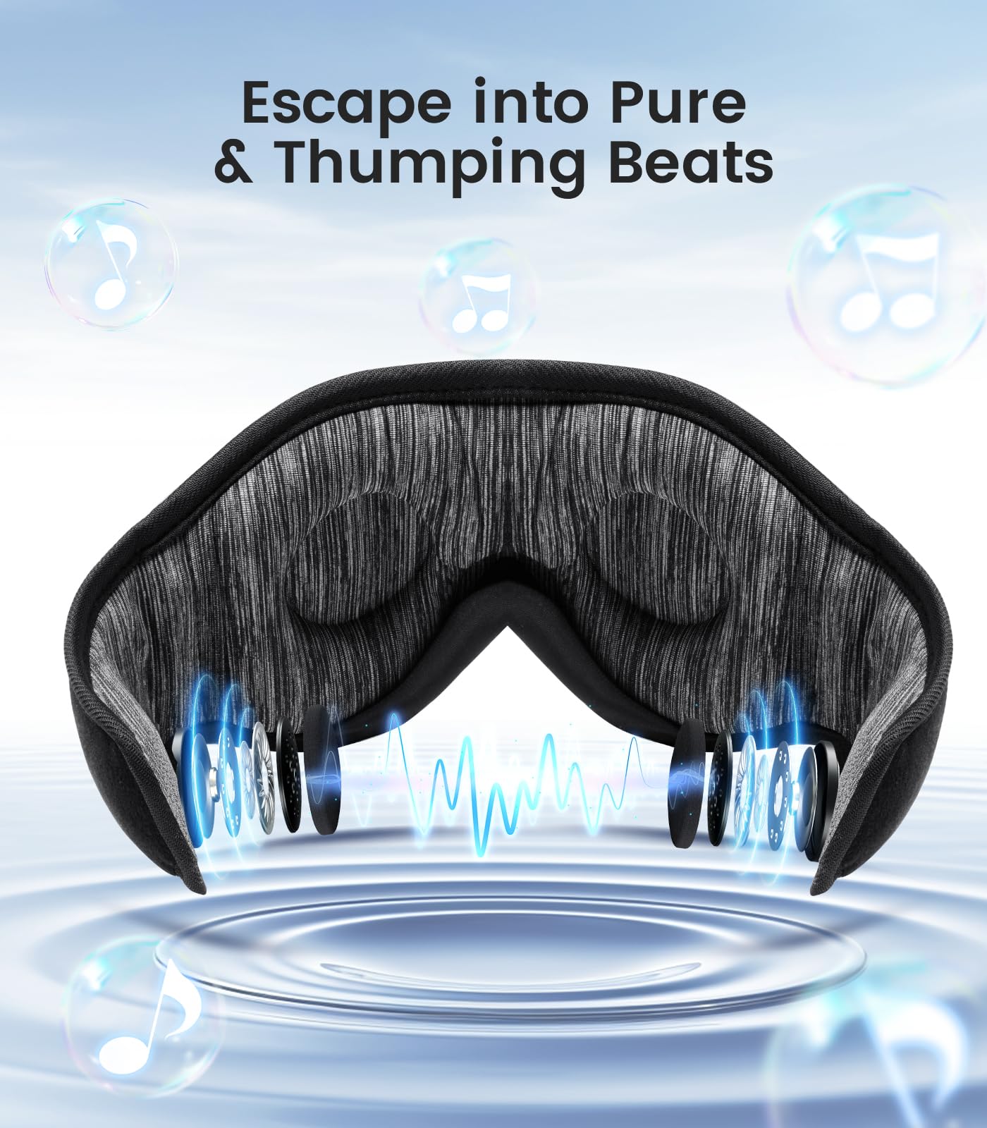 Bluetooth Sleep Mask, Boodlab Sleep Mask with Bluetooth Headphones, Sleeping Headphones for Side Sleepers Travel Yoga, Cool Tech Gadgets Unique Gift for Valentine's Mother's Day Birthday Christmas Black Gray - Image 7
