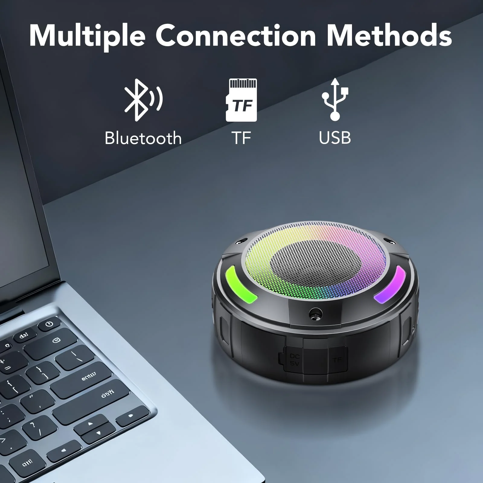 Bluetooth Speaker, 2025 Portable Wireless Shower Speaker, Digital Display Portable Speaker with Detachable hook ,IPX7 Waterproof with LED Light, HD Sound & Bass for Bathroom, Pool, Beach & Outdoor - Image 7