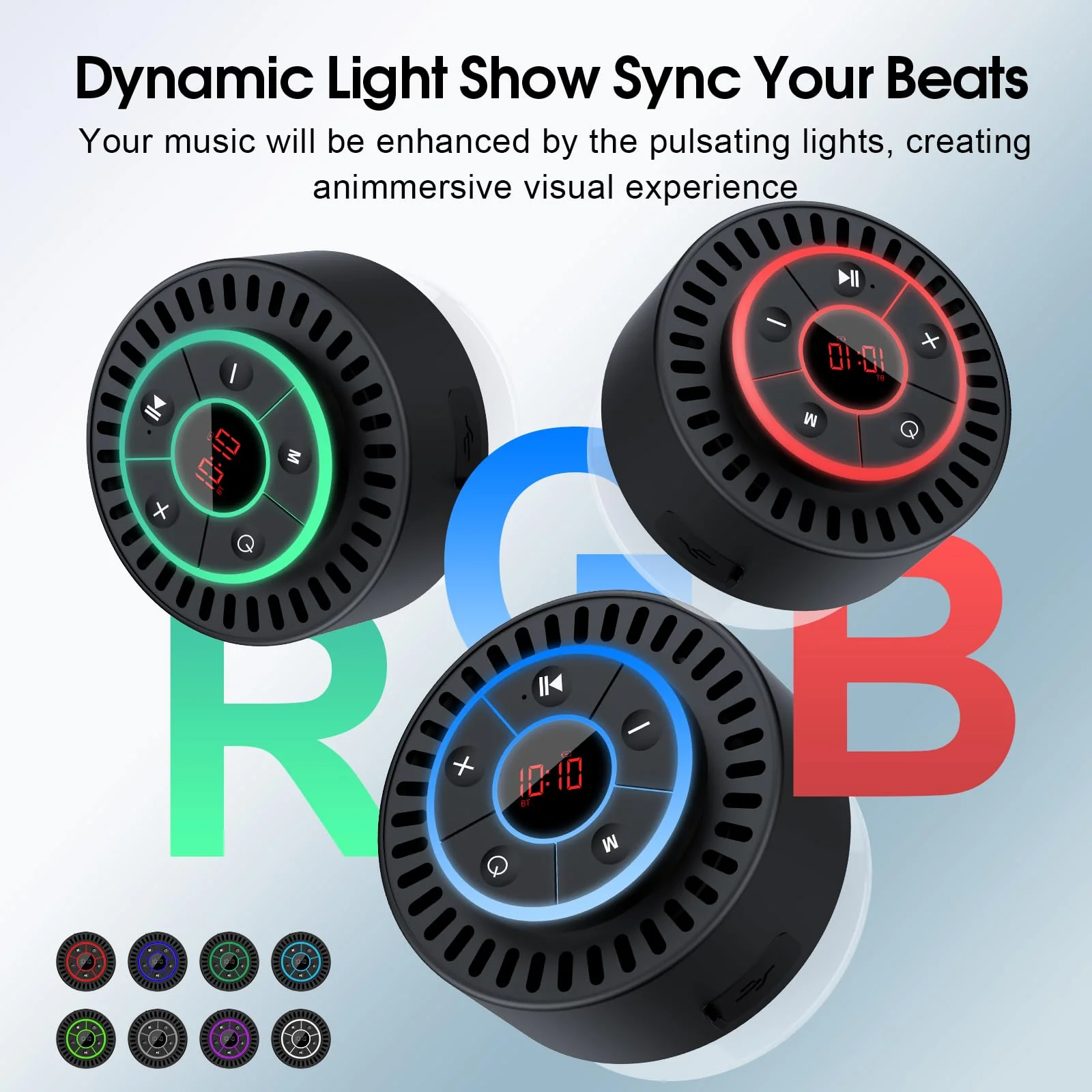 Bluetooth Speaker, Shower Speaker IPX7 Waterproof, Speakers Bluetooth Wireless with Rich Bass, Portable Speaker with LED Light, Suction Cup,8H Playtime - Image 6