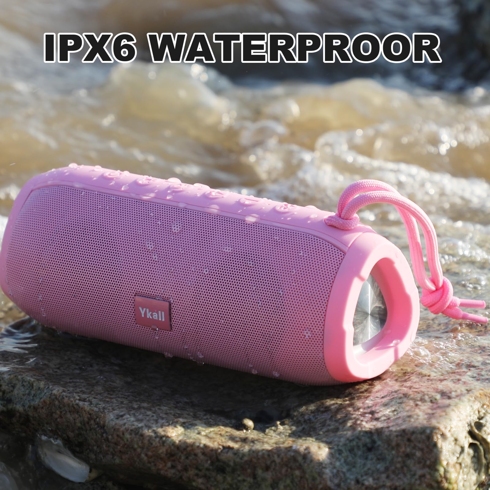 Bluetooth Speakers, Portable Bluetooth Speaker Wireless with 20W Loud Stereo Sound, TWS Pairing, IPX6 Waterproof Shower Speakers, 36H Playtime, RGB Light Speaker, Built-in Radio Mode Light Pink - Image 3