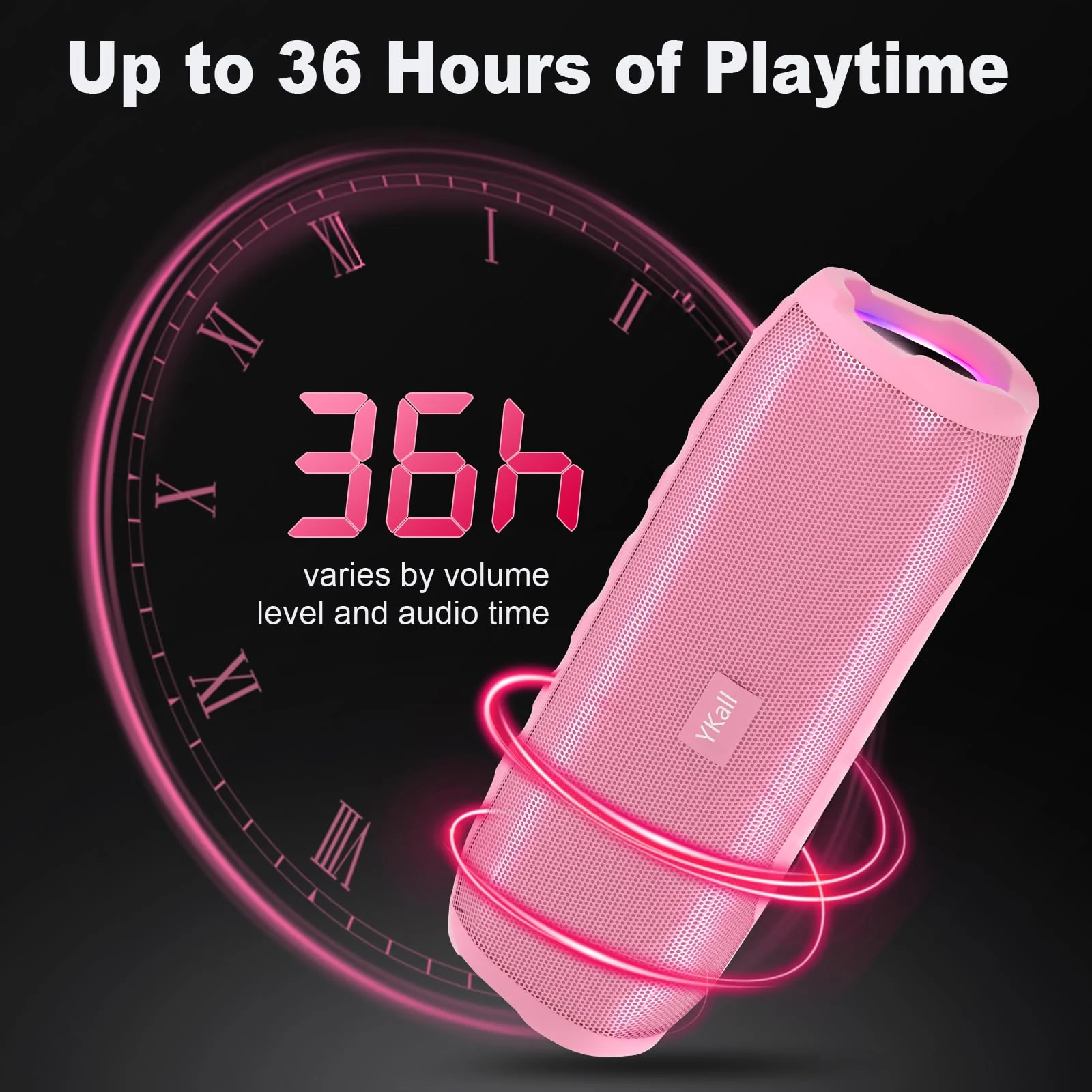 Bluetooth Speakers, Portable Bluetooth Speaker Wireless with 20W Loud Stereo Sound, TWS Pairing, IPX6 Waterproof Shower Speakers, 36H Playtime, RGB Light Speaker, Built-in Radio Mode Light Pink - Image 6