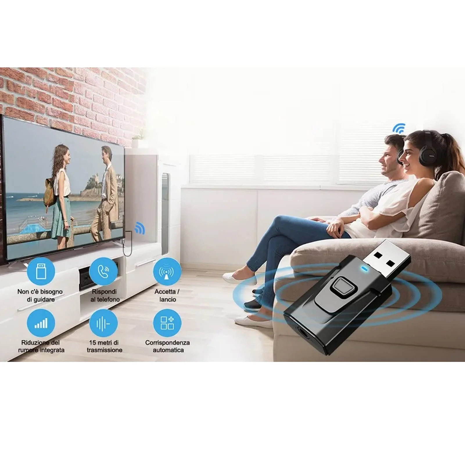 Bluetooth Transmitter, 4 in 1 USB Bluetooth5.0 Receiver Clear Sound Quality Plug and Play Stable Audio Adapter - Image 4