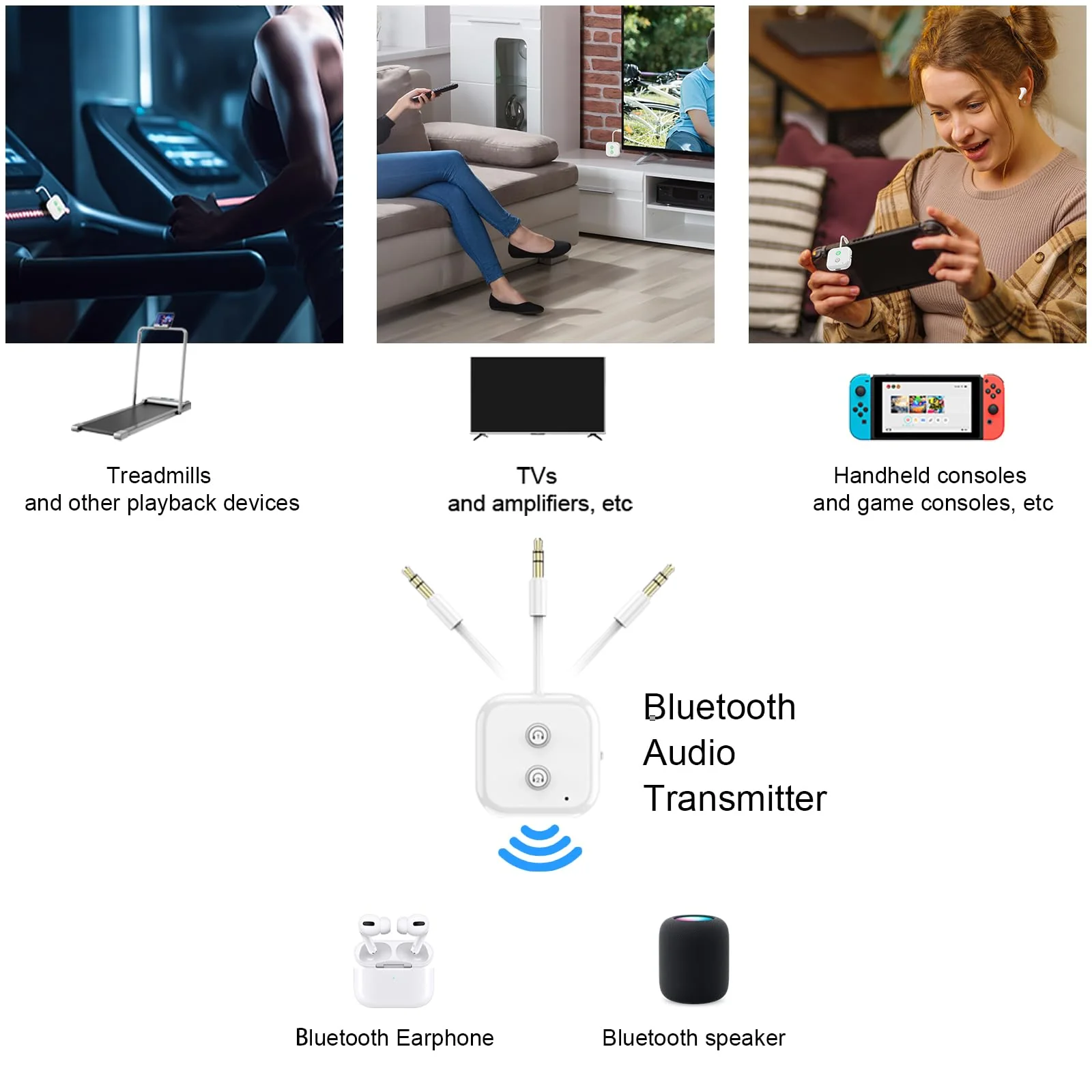Bluetooth Transmitter, Bluetooth 5.3 Adapter Audio Transmitter Adapter Dual Link AptX Adaptive/Low Latency, Works with 3.5mm Aux Jacks on Airplanes, Gym Equipment, TVs, Tablets - Image 5