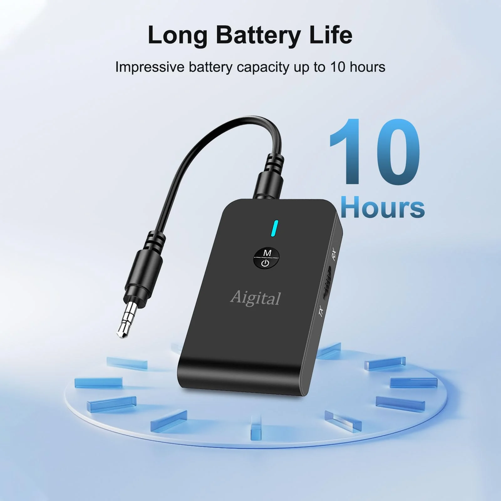 Bluetooth Transmitter for TV PC, 2 in 1 Bluetooth Audio Adapter Music Receiver (3.5mm Jack Cable, Low Latency,Built-in Microphone) Wireless Transmitter for Home Stereo/Car/Airplane/Boat/Gym/MP3/MP4 - Image 9