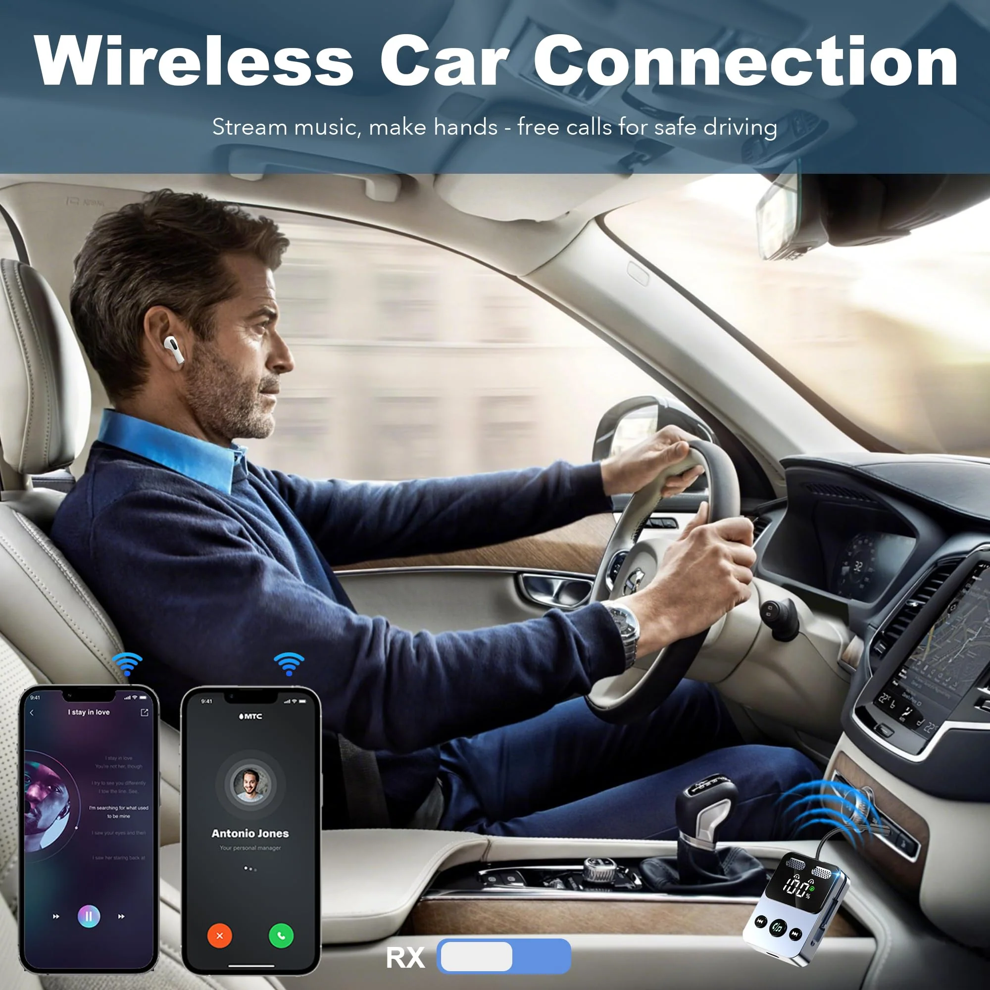 Bluetooth Transmitter Receiver, 2-in-1 Bluetooth 5.3 Adapter for TV, Airplane, Gym Equipment, Cars, PC, Supports to 2 Wireless Headphones, Cell Phones, Wireless Receiver for Car, Home Stereo - Image 2