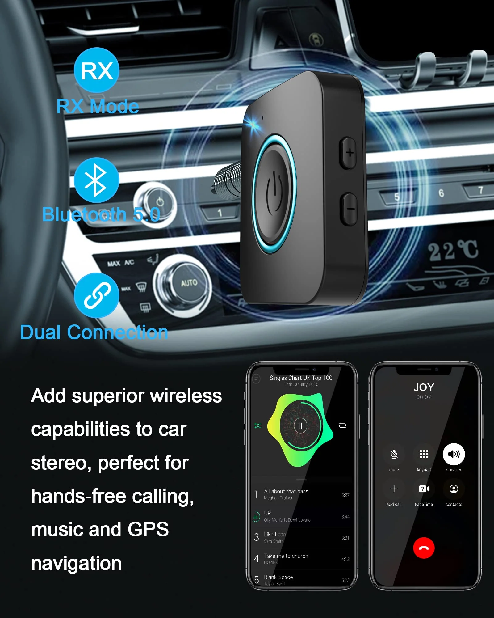 Bluetooth Transmitter Receiver, LAICOMEIN V5.0 2-in-1 Bluetooth Adapter Low Latency, Wireless Transmitter for TV PC MP3 Gym Airplane, Bluetooth Receiver for Speakers Headphones Boat Car Stereo Black+Blue - Image 5