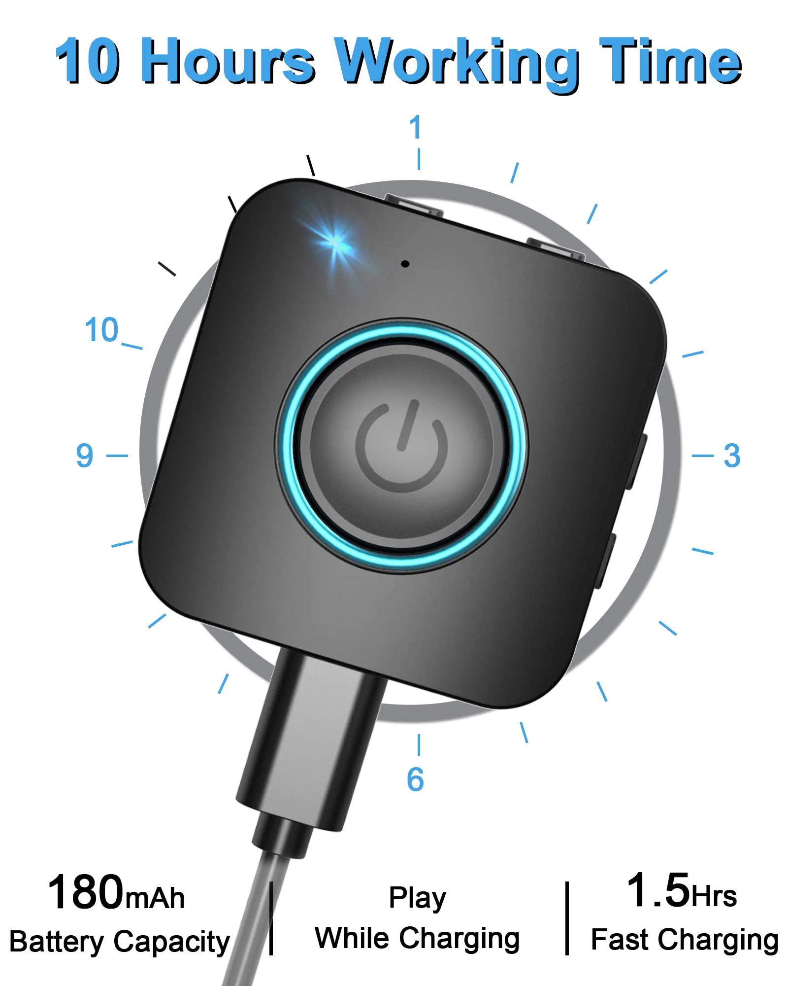 Bluetooth Transmitter Receiver, LAICOMEIN V5.0 2-in-1 Bluetooth Adapter Low Latency, Wireless Transmitter for TV PC MP3 Gym Airplane, Bluetooth Receiver for Speakers Headphones Boat Car Stereo Black+Blue - Image 6