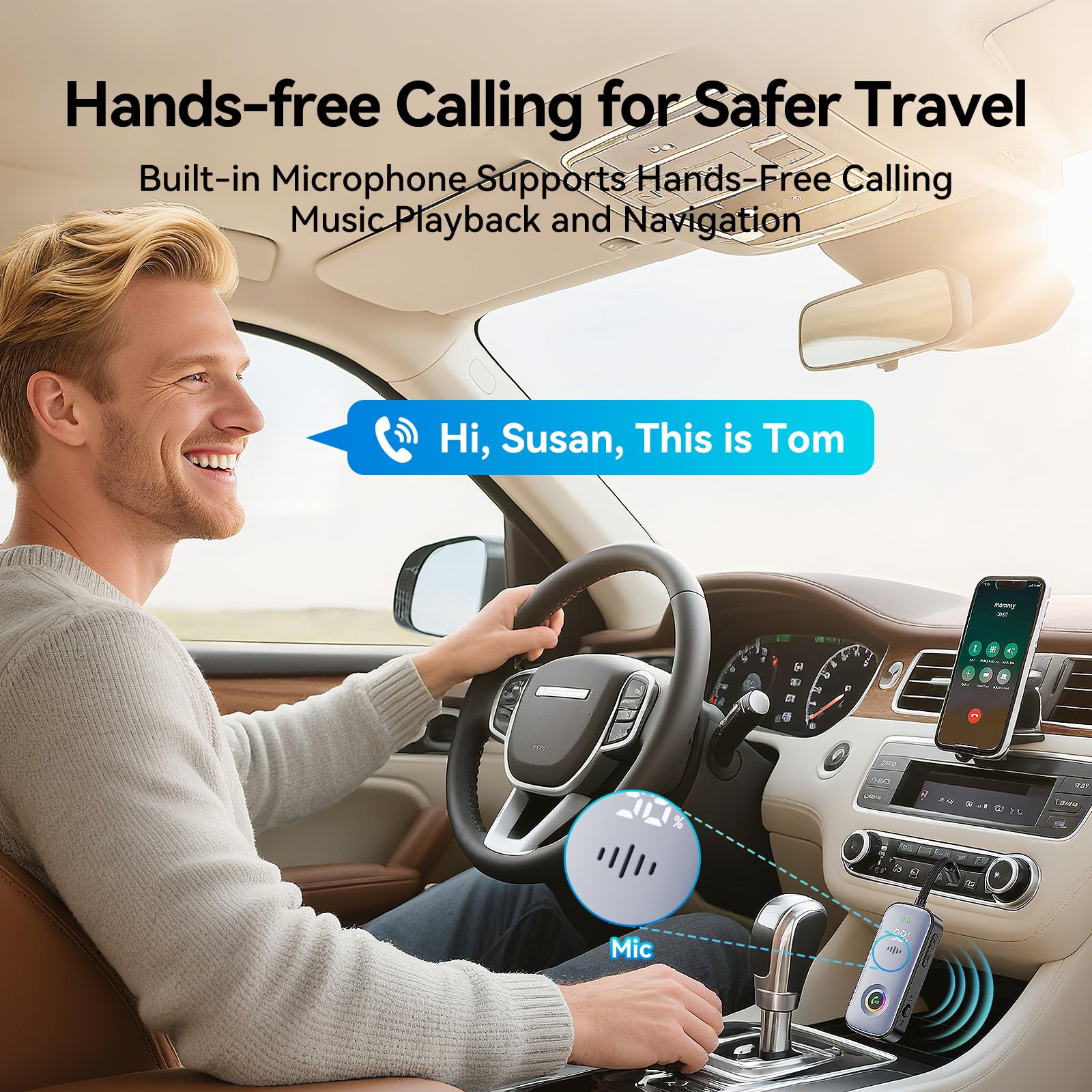 Bluetooth Transmitter Receiver,Supports 2 AirPod/Headphone,HD Battery Level Display,Low Latency, 3.5mm Audio Interface Bluetooth Audio Adapter,for Airplane,TV,Car,Gyms,Home Audio Stereo Systems - Image 5