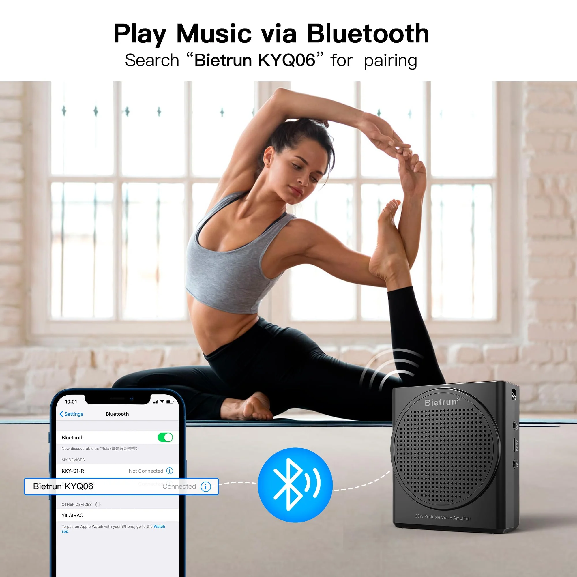 Bluetooth Voice Amplifier for Teachers, Portable Rechargeable Mini Voice Amplifier with Wired Microphone Headset, PA System Megaphone Speaker for Teachers, Singing, Training, Presentation, Tour Guide - Image 10