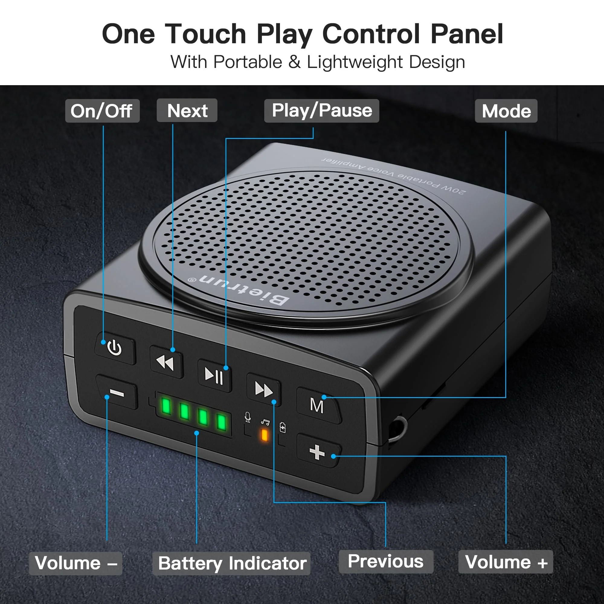 Bluetooth Voice Amplifier for Teachers, Portable Rechargeable Mini Voice Amplifier with Wired Microphone Headset, PA System Megaphone Speaker for Teachers, Singing, Training, Presentation, Tour Guide - Image 5