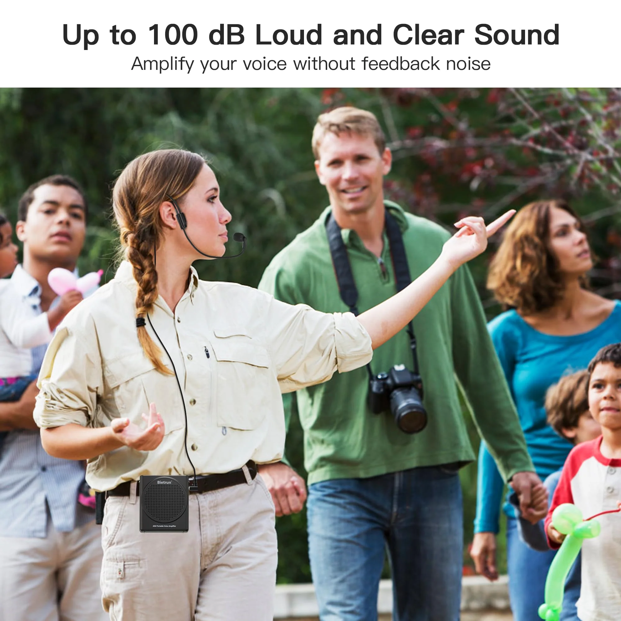 Bluetooth Voice Amplifier for Teachers, Portable Rechargeable Mini Voice Amplifier with Wired Microphone Headset, PA System Megaphone Speaker for Teachers, Singing, Training, Presentation, Tour Guide - Image 6