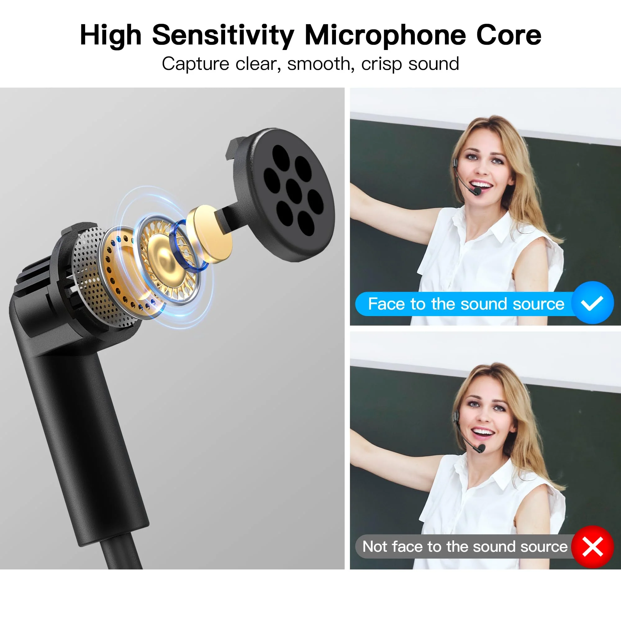 Bluetooth Voice Amplifier for Teachers, Portable Rechargeable Mini Voice Amplifier with Wired Microphone Headset, PA System Megaphone Speaker for Teachers, Singing, Training, Presentation, Tour Guide - Image 7